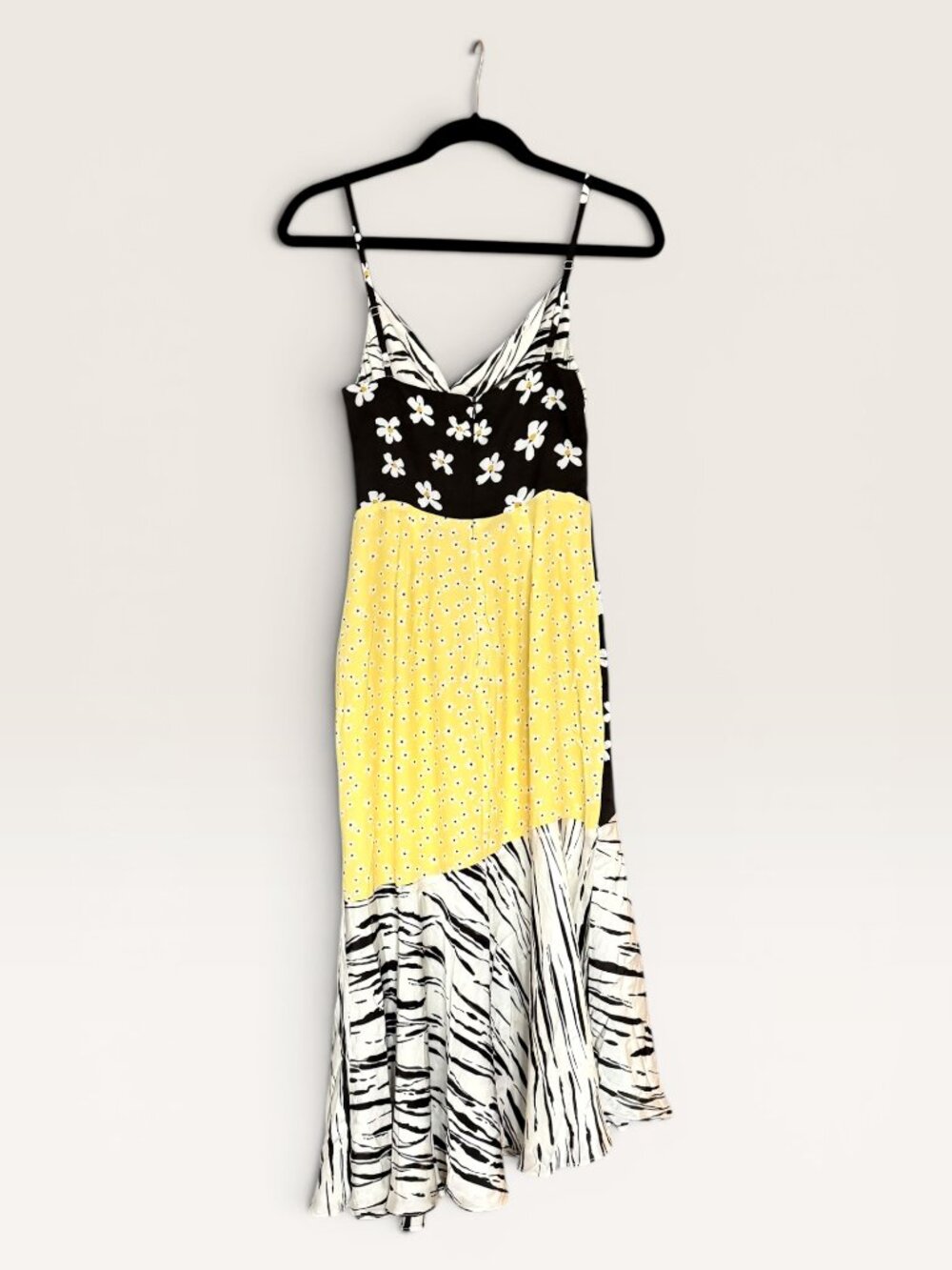 Fame and Partners Patchwork Mixed Print Midi Slip Dress Cowl Neck Zebra Floral - Picture 3 of 13